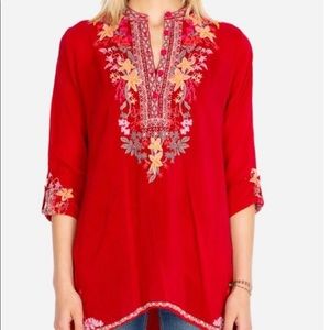 Red Johnny Was Embroidered Top